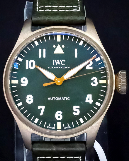 2023 IWC Schaffhausen Pilot Spitfire Bronze 43MM Green Dial Leather Strap (IW329702)