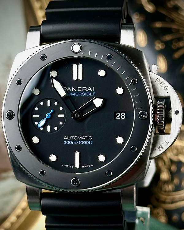 2022 Panerai Submersible 42MM Black Dial Rubber Strap (PAM00683)