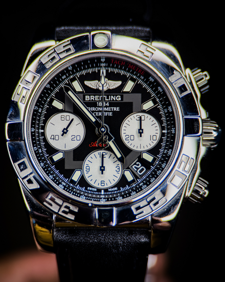 2018 Breitling Chronomat 41MM Black Dial Aftermarket Leather Strap (AB014012/BA52)