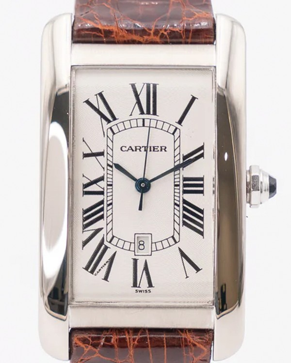 Cartier Tank Américaine 26MM Silver Dial Aftermarket Leather Strap (1741)