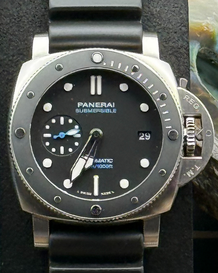 2024 Panerai Submersible 42MM Black Dial Rubber Strap (PAM02683)