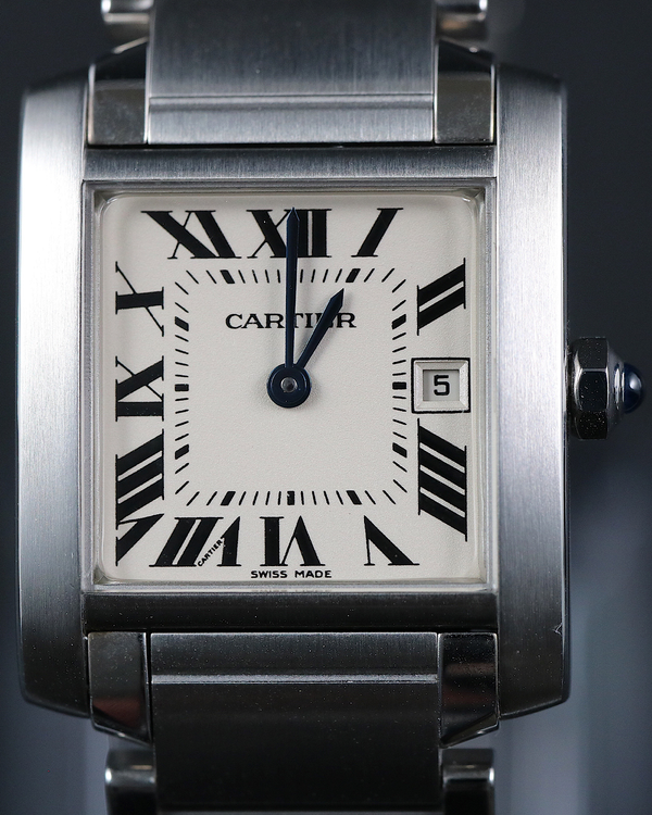 Cartier Tank Française 25MM Quartz White Dial Steel Bracelet (W51011Q3)