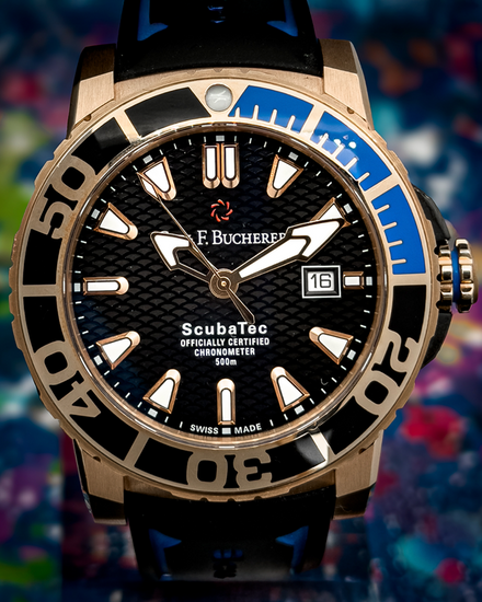 Carl F. Bucherer Patravi ScubaTec 44.6MM Black Dial Rubber Strap (00.10632.22.33.01)