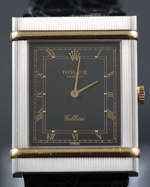 Rolex Cellini 26MM Black Dial Leather Strap (4137)