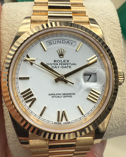 2024 Rolex Day-Date 40MM White Dial Yellow Gold President Bracelet (228238)