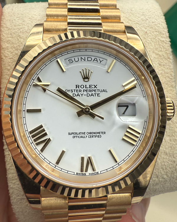 2024 Rolex Day-Date 40MM White Dial Yellow Gold President Bracelet (228238)