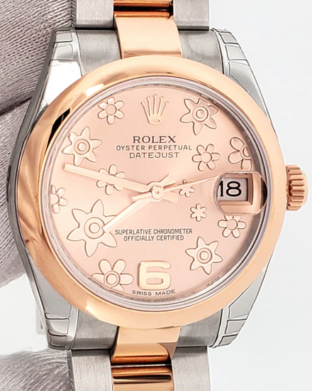 2014 Rolex Datejust 31MM Pink "Floral Motif" Dial Two-Tone Oyster Bracelet (178241)