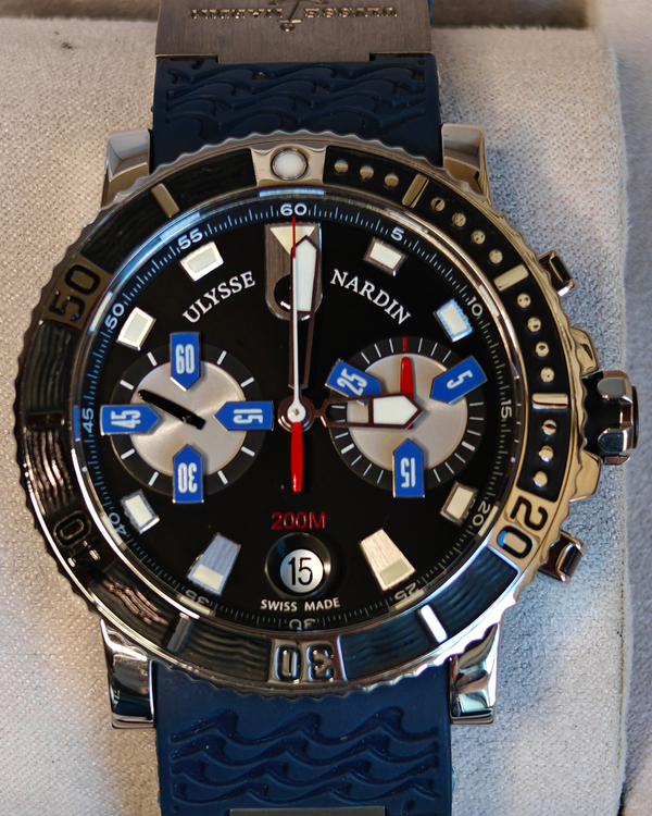 Ulysse Nardin Marine Maxi Diver Chronograph 42.7MM Black Dial Rubber Strap (8003-102-3/92)