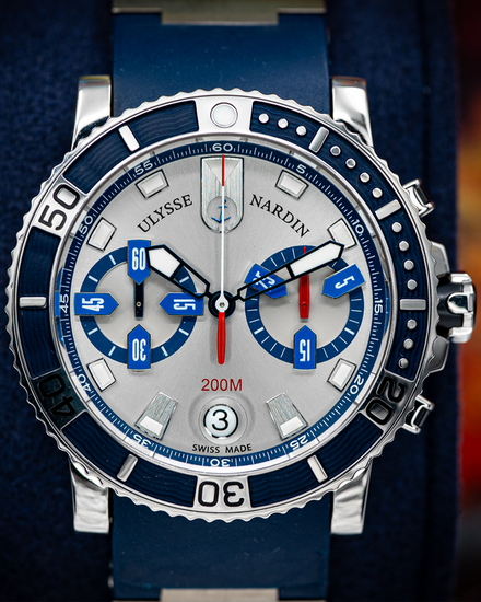 2008 Ulysse Nardin Marine Diver Chronograph 42.7MM Silver Dial Rubber Strap (8003-102)