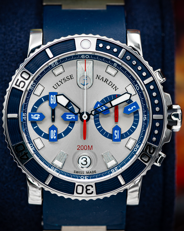 2008 Ulysse Nardin Marine Diver Chronograph 42.7MM Silver Dial Rubber Strap (8003-102)