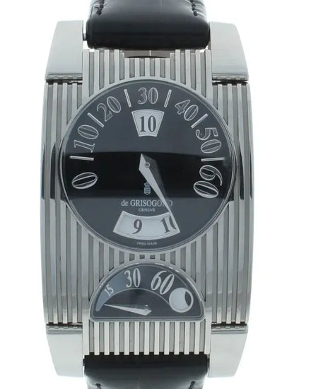 De Grisogono Instrumento Novantatre FG One N01 33MM Black Dial Leather Strap (FG ONE N01)