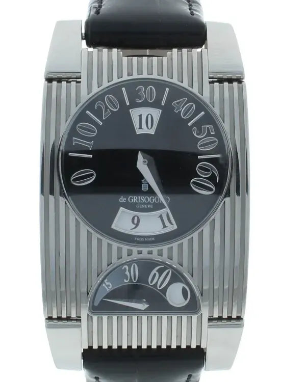De Grisogono Instrumento Novantatre FG One N01 33MM Black Dial Leather Strap (FG ONE N01)