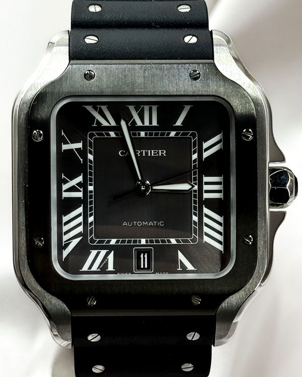 No Reserve - 2022 Cartier Santos De Cartier 39.8MM Grey Dial Rubber Strap (WSSA0037)