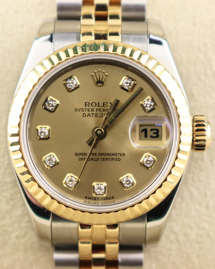 2007 Rolex Lady-Datejust 26MM Champagne Dial Two-Tone Super Jubilee Bracelet (179173)