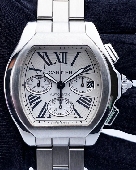 Cartier Roadster XL 43MM Silver Dial Steel Bracelet (W6206019)