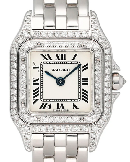 Cartier Panthère de Cartier 21MM Quartz Silver Dial White Gold Bracelet (WF3141B9)