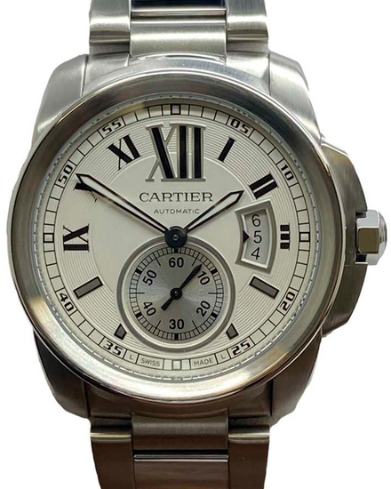 2015 Cartier Calibre de Cartier 42MM White Dial Steel Bracelet (W7100015)