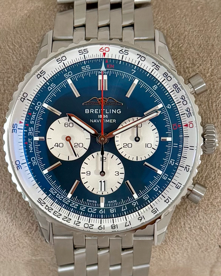 2025 Breitling Navitimer 1 B01 Chronograph 46MM Blue Dial Steel Bracelet (AB0137211C1A1)