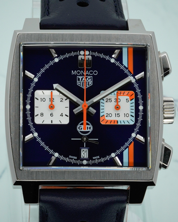 Tag Heuer Monaco "Gulf" 39MM Blue Dial Leather Strap (CBL2115.FC6494)