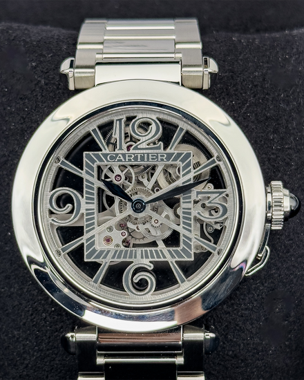 2021 Cartier Pasha De Cartier 41MM Skeleton Dial Steel Bracelet (WHPA0007)