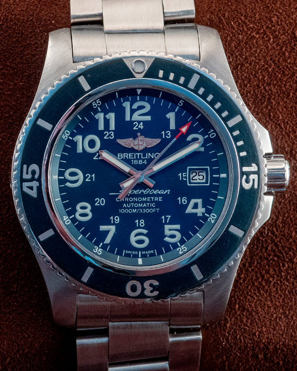 2019  Breitling Superocean II 44MM Blue Dial Steel Bracelet (A17392D8/C910)