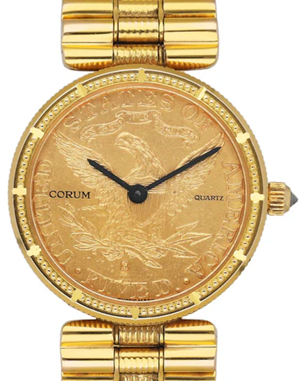 1963 Corum Coin Watch "Eagle Liberty" 23MM Quartz Gold Dial Yellow Gold Bracelet (4730156)
