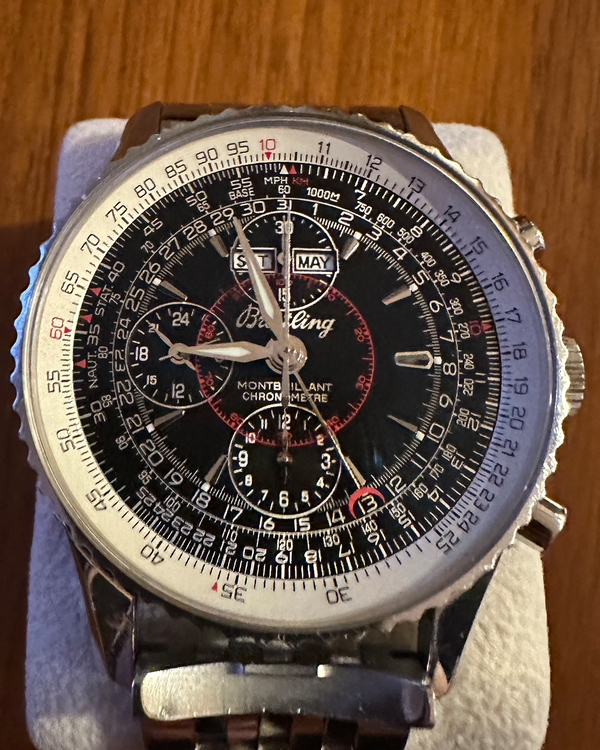 Breitling Montbrillant Datora 43MM Black Dial Steel Bracelet (A21330)