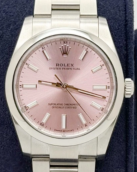 2024 Rolex Oyster Perpetual 34MM Pink Dial Oyster Bracelet (124200)