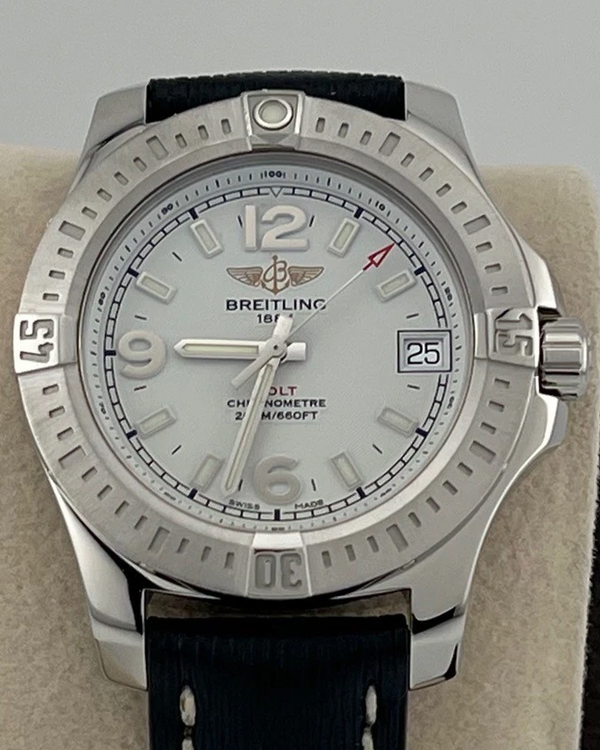 2018 Breitling Colt 36MM Quartz Silver Dial Leather Strap (A74389)