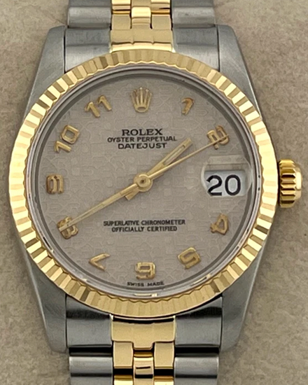 1986 (9.3 Mill Serial) Rolex Datejust 31MM Ivory "Jubilee Motif" Dial Two-Tone Jubilee Bracelet (68273)