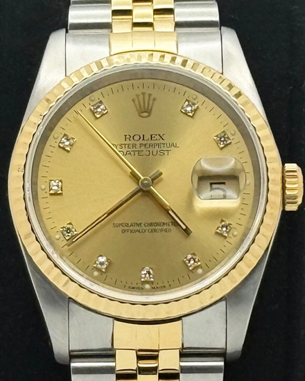 1990 (E Serial) Rolex Datejust 36MM Champagne Dial Two-Tone Jubilee Bracelet (16233)