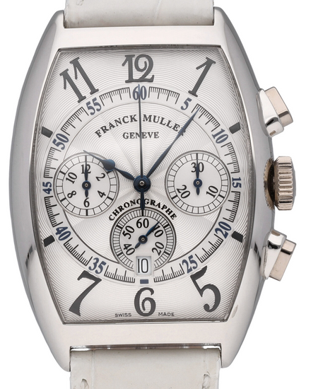 Franck Muller Cintrée Curvex Chronograph 34MM White Dial Leather Strap (6850 CC ATPT)
