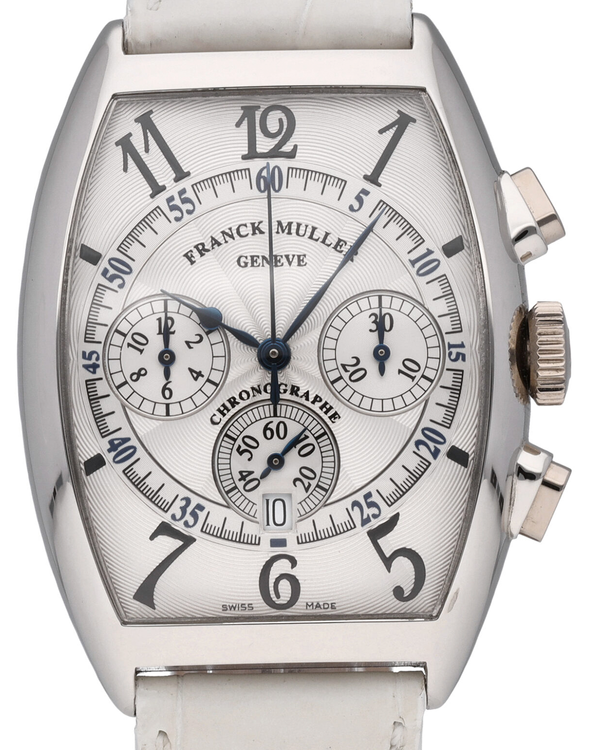 Franck Muller Cintrée Curvex Chronograph 34MM White Dial Leather Strap (6850 CC ATPT)