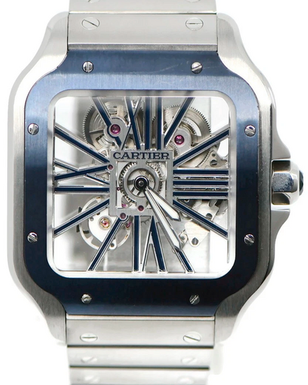 2023 Cartier Santos De Cartier 39.8MM Skeleton Dial Steel Bracelet (WHSA0026)