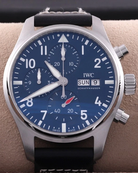 2021 IWC Schaffhausen Pilot Chronograph 41MM Blue Dial Leather Strap (IW388101)