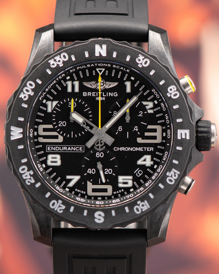 No Reserve - Breitling Endurance Pro 44MM Quartz Black Dial Rubber Strap (X82310)