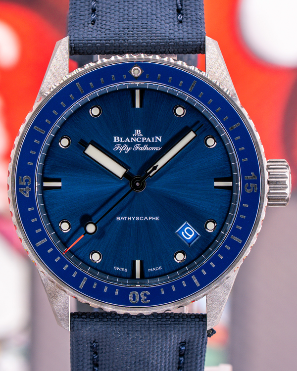 2021 Blancpain Fifty Fathoms Bathyscaphe 43.6MM Blue Dial Textile Strap (5000-0240-O52A)