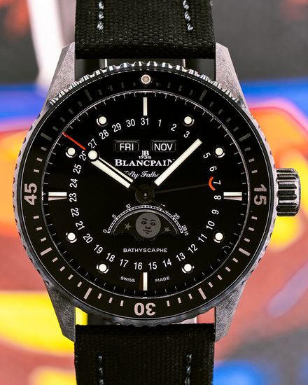 2024 Blancpain Fifty Fathoms Bathyscaphe Quantième 43.6MM Black Dial Textile Strap (5054 0130 B52A)