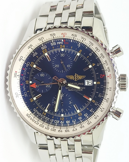 Breitling Navitimer GMT 46MM Blue Dial Steel Bracelet (A24322)