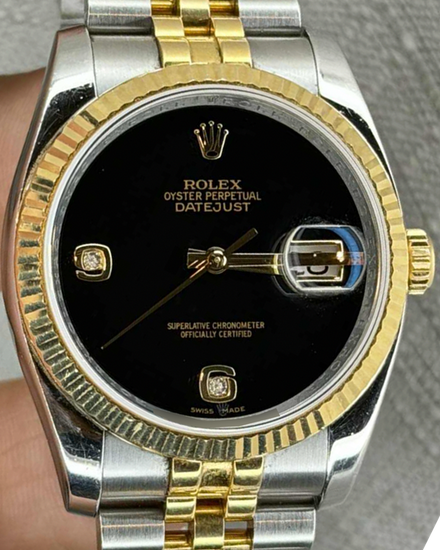 Rolex Datejust 36MM Black Dial Two-Tone Jubilee Bracelet (116233)