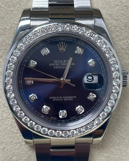 Rolex Datejust II 41MM Aftermarket Blue Dial Oyster Bracelet (116334)