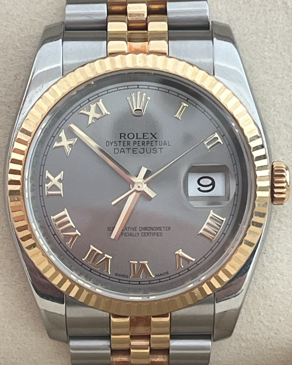 Rolex Datejust 36MM Grey Dial Two-Tone Super Jubilee Bracelet (116233)
