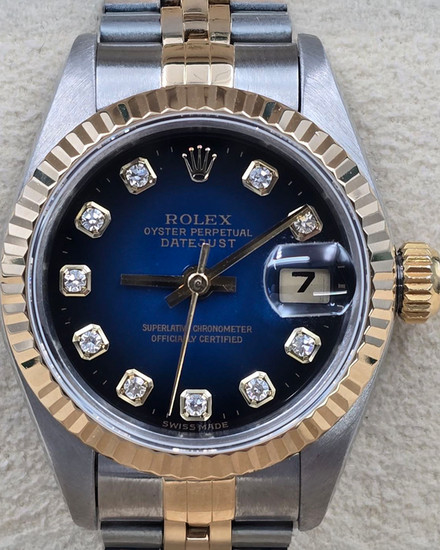 1995 (W Serial) Rolex Lady-Datejust 26MM Blue Vignette Dial Two-Tone Jubilee Bracelet (69173)