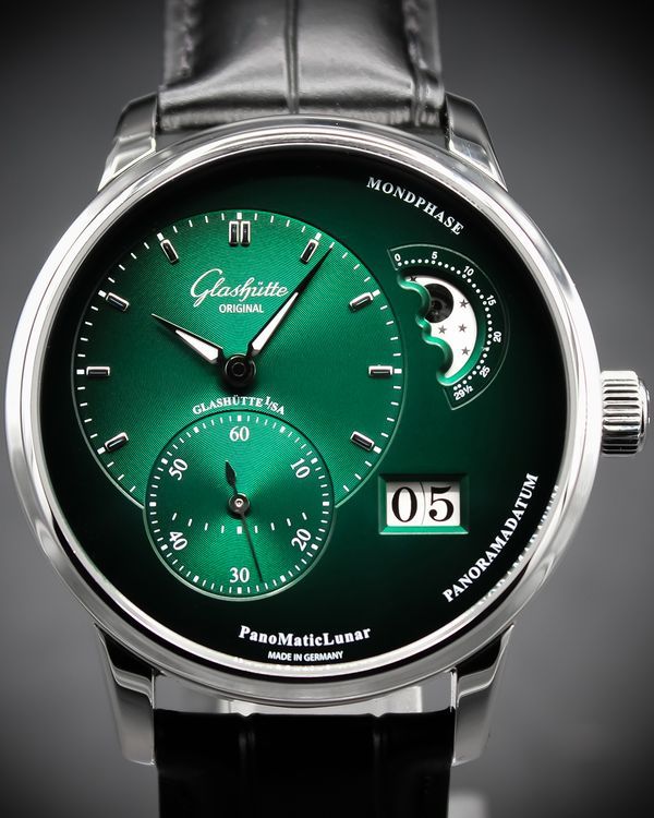 2020 Glashütte Original PanoMaticLunar XL 40MM Green Dial Leather Strap (1-90-02-13-32-31)