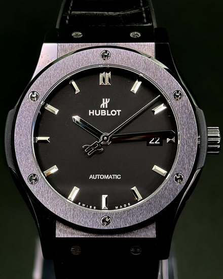 2021 Hublot Classic Fusion 42MM Black Dial Leather Strap (542.CM.1171.RX)