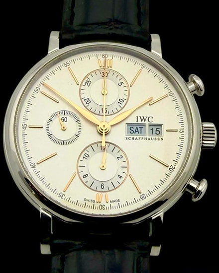 2020 IWC Schaffhausen Portofino Chronograph 42MM Silver Dial Leather Strap (IW391031)