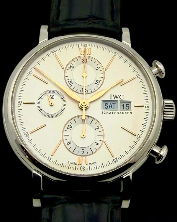 2020 IWC Schaffhausen Portofino Chronograph 42MM Silver Dial Leather Strap (IW391031)