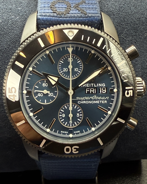 2023 Breitling Superocean Heritage Chronograph "Outerknown" 44MM Blue Dial Textile Strap (M13313)
