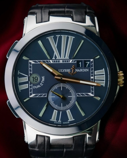 Ulysse Nardin Executive Dual Time 43MM Blue Dial Leather Strap (243-00/42)