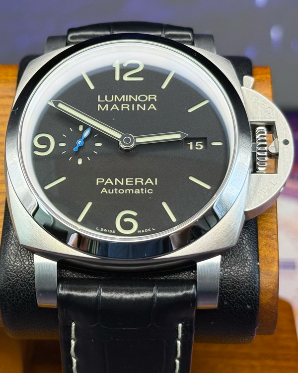 2025 Panerai Luminor Marina 1950 3 Days 44MM Black Dial Leather Strap (PAM01312)